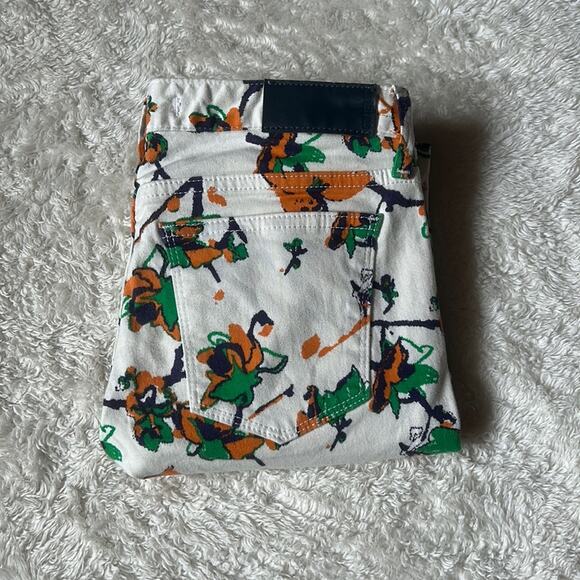 Sly jeans patterned white, green and orange low rise skinny jeans, size 1 - Picture 1 of 12